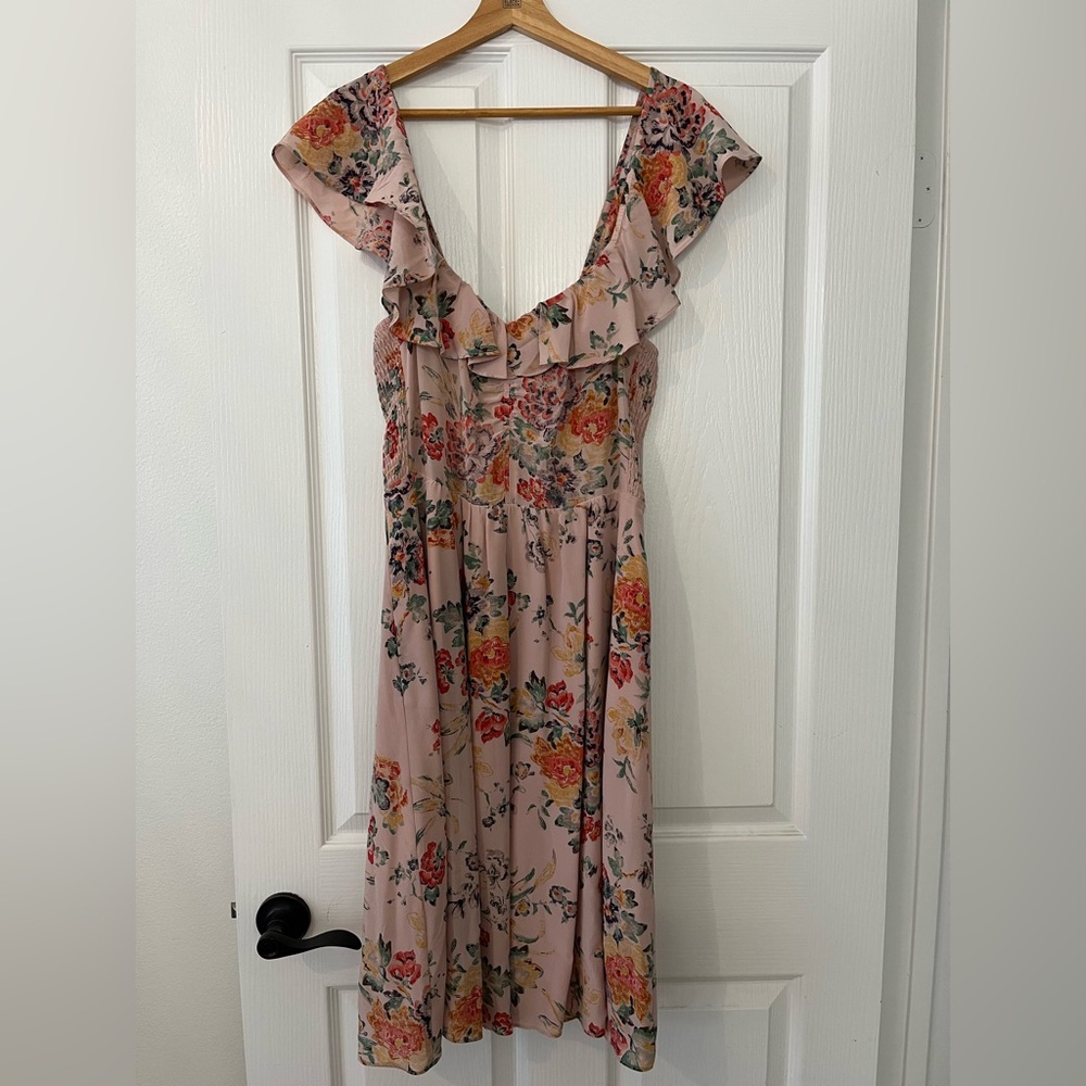 Rebecca Taylor Floral Ruffle Dress Size 6 in 100% Silk